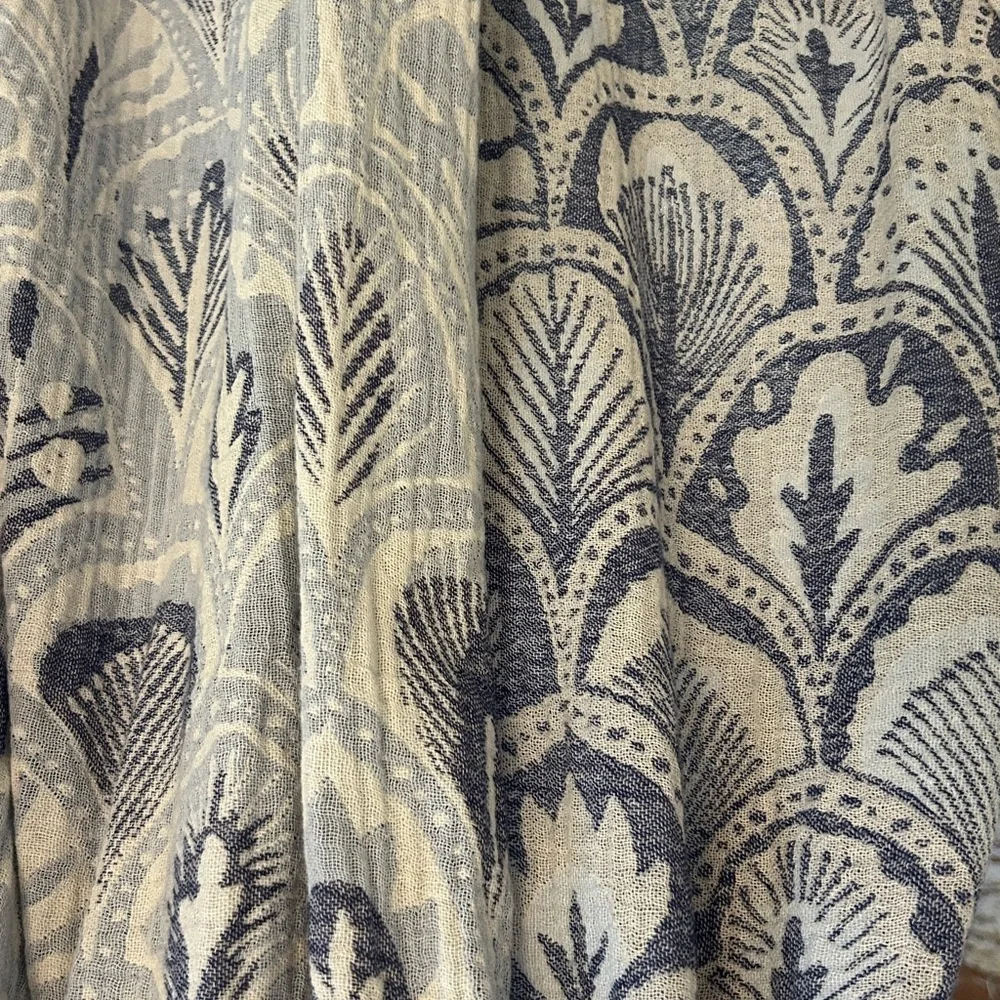 DECO SUCCULENTS in Blues Loom Weave Organic Cotton Set of 4  Curtains Tapestries